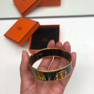 Hermes Patterned Enamel Bangle Bracelet
